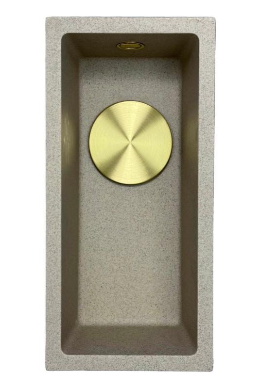GraniteMy Universal granit beige sand liten diskho 17x40 cm ovanpåliggande, undermonterad och planmonterad med guldplugg 1208968003