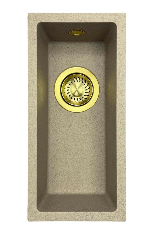 GraniteMy Universal granit beige sand liten diskho 17x40 cm ovanpåliggande, undermonterad och planmonterad med guldplugg 1208968003