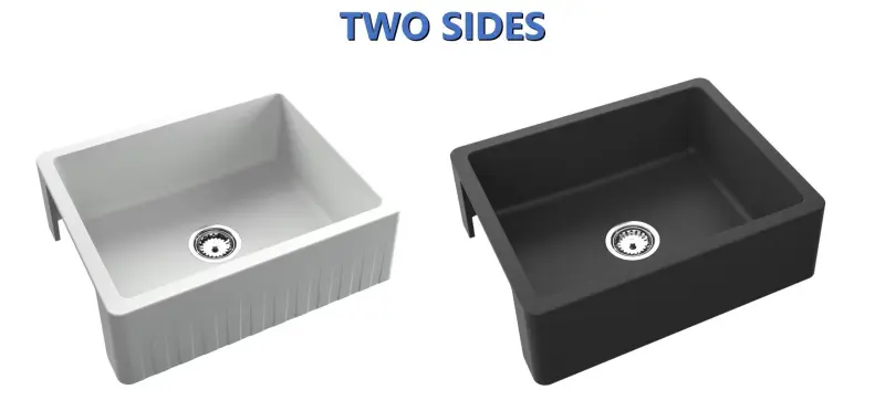 GraniteMy Traditionell Lantlig Diskho - 2-Sidig Granit Diskbänk 60x48 cm Svart undermonterad med gyllene plugg 1208968031