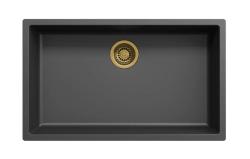Svart stor diskho 70x40 cm undermonterad, övermonterad och planmonterad med guldplugg 1208968040