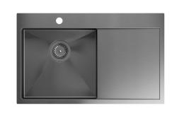 Aquadesign Clara Diskho Gun Metal 78x48cm Ovanpåliggande eller Planmonterad med Avrinningsställ, Kranbank och Gun Metal Propp - 1208969498