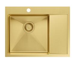 Aquadesign Clara Diskho Guld 62x48cm Bänkmonterad eller Planmonterad med Diskställ, Kranbank och Guldpropp - 1208969502