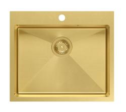 Aquadesign Clara Diskho Guld 55x48cm Bänkskiva eller Planmontering med Kranplats och Gyllene Propp - 1208969504