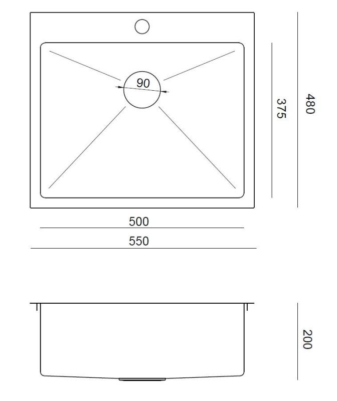 Aquadesign Clara Diskho Koppar 55x48cm Bänkskiva eller Planmontering med Kranhål och Kopparplugg - 1208969505
