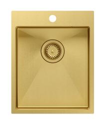 Aquadesign Clara Diskho Guld 40x50cm Påbyggnad eller Planmontering med Kranhålsbänk och Guldplugg - 1208969506