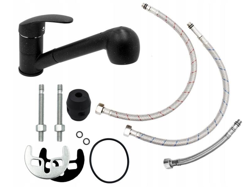 Graniteland Rhea Köksblandare Arduin hårdsten utseende med utdragbar pip och dubbel-funktion handdusch 1208969536