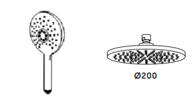 Waterevolution Flow termostatisk trevägs duschblandare med huvuddusch och rund handdusch krom T131TNR01