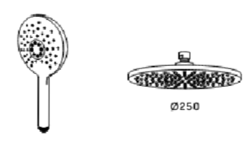 Waterevolution Flow termostatisk trevägs duschblandare med huvuddusch 250mm och rund handdusch i rostfritt stål T131TNR25IE