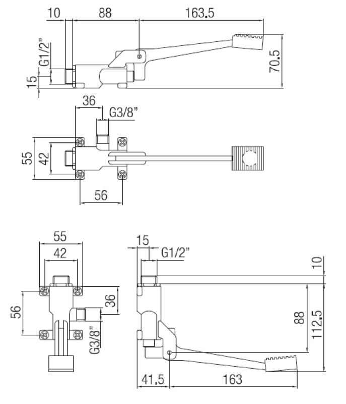 PB Pedal Line Fotpedal krom för Golv- eller Väggmontering 1208969729