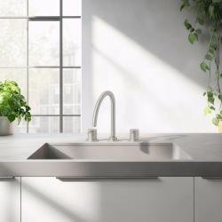 Waterrevolution Flow 3-håls köksblandare med svängbar pip och anslutning för filtrerat vatten Rostfritt Stål T152UIE