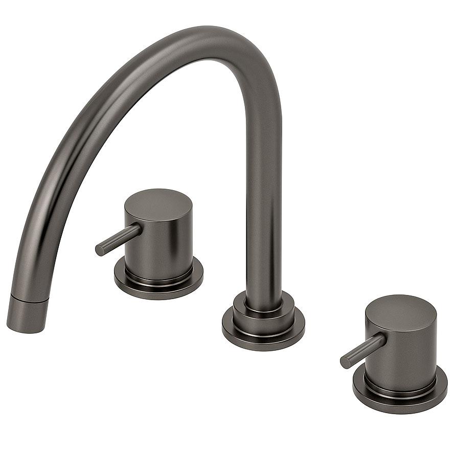 Waterevolution Flow 3-håls köksblandare med svängbar pip och anslutning för filtrerat vatten, gun metal T152UGME