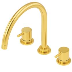 Waterrevolution Flow 3-håls köksblandare med svängbar pip och anslutning för filtrerat vatten, ljusguld T152UWGE