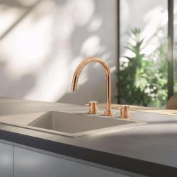 Waterevolution Flow 3-håls köksblandare med svängbar pip och anslutning för filtrerat vatten koppar T152UCPE