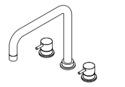 Waterevolution Flow 3-håls vinklad köksblandare med svängbar pip och anslutning för filtrerat vatten krom T152H01