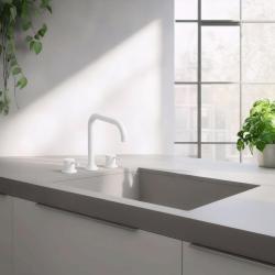 Waterevolution Flow 3-håls vinklad köksblandare med svängbar pip och anslutning för filtrerat vatten vit T152HBR