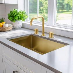 Waterevolution Flow 3-håls vinklad köksblandare med svängbar pip och anslutning för filtrerat vatten mässing T152HLE
