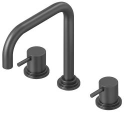 Waterevolution Flow 3-håls vinkel köksblandare med svängbar pip och anslutning för filtrerat vatten gun metal T152HGME