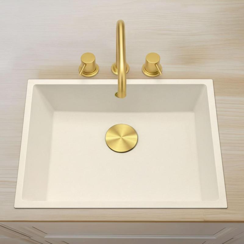 Waterevolution Flow 3-håls vinklad köksblandare med svängbar pip och anslutning för filtrerat vatten light gold T152HWGE