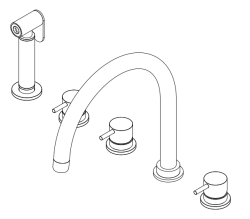 Waterevolution Flow 5-håls köksblandare med utdragbar dusch och anslutning för filtrerat vatten krom T154U01