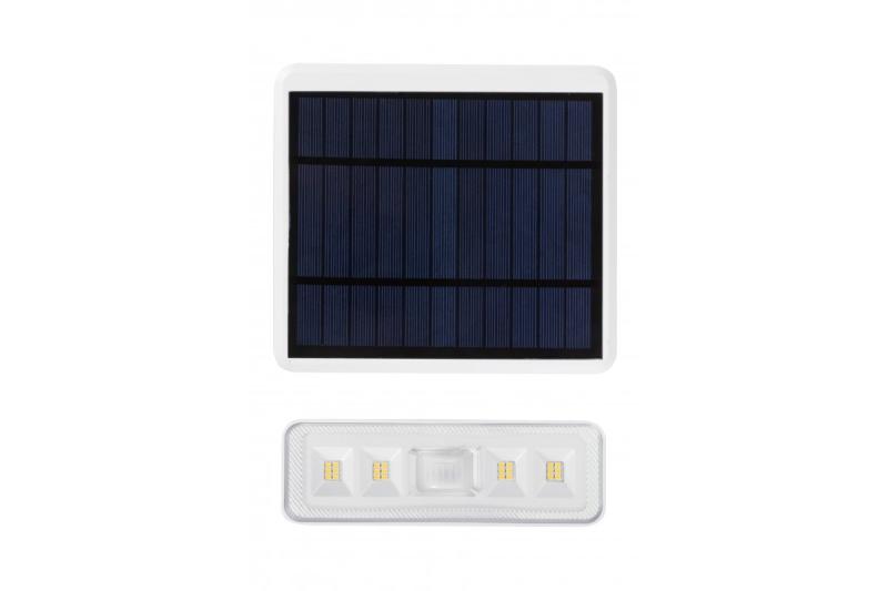 Solbelysningsarmatur med rörelse- och skymningsdetektor DAVOS, LED, 1000lm, 4000K, 2000mAh, IP54, vit