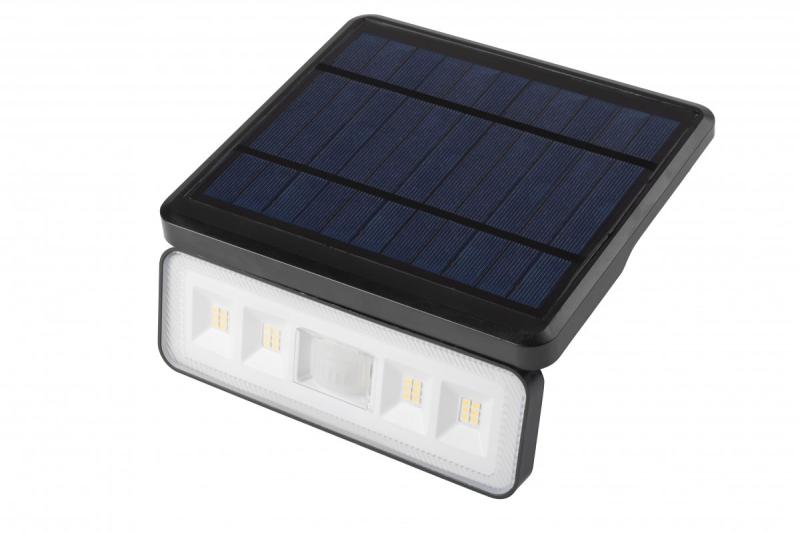 Sol-ljusarmatur med rörelse- och skymningsensor DAVOS, LED, 1000lm, 4000K, 2000mAh, IP54, svart