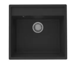 GraniteMy Bremen Granit Diskbänk 53x50 cm Svart - Överbyggnad, Underbyggnad och Planbyggnad med Kranhålsbänk och Guldplugg 1208969969
