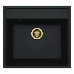 GraniteMy Bremen Granit Diskbänk 53x50 cm Svart - Överbyggnad, Underbyggnad och Planbyggnad med Kranhålsbänk och Guldplugg 1208969969