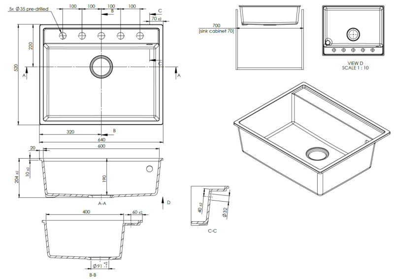 GraniteMy Bremen Granitho Diskho 64x52 cm Svart – Ovanpåliggande, Undermonterad och Planmonterad med Kranhålsbank och Rostfri Stålpropp 1208969992