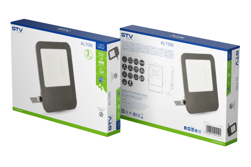 ALTON strålkastare, LED, 30W, 3000lm, 4000K, AC220-240V, IP65