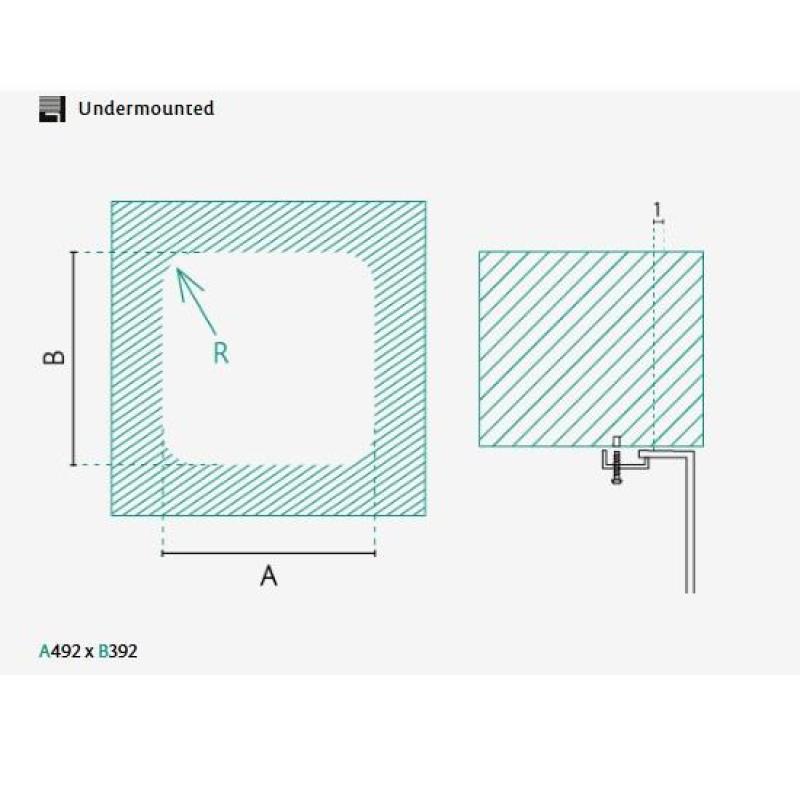 Banken IB5040 Rostfritt Stål Diskho 50 x 40 cm Underbyggnad 1208970037