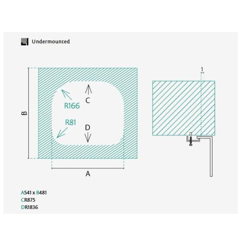 Banka Denver Rostfritt Stål Diskho 54 x 48 cm Undermonterad 1208970048