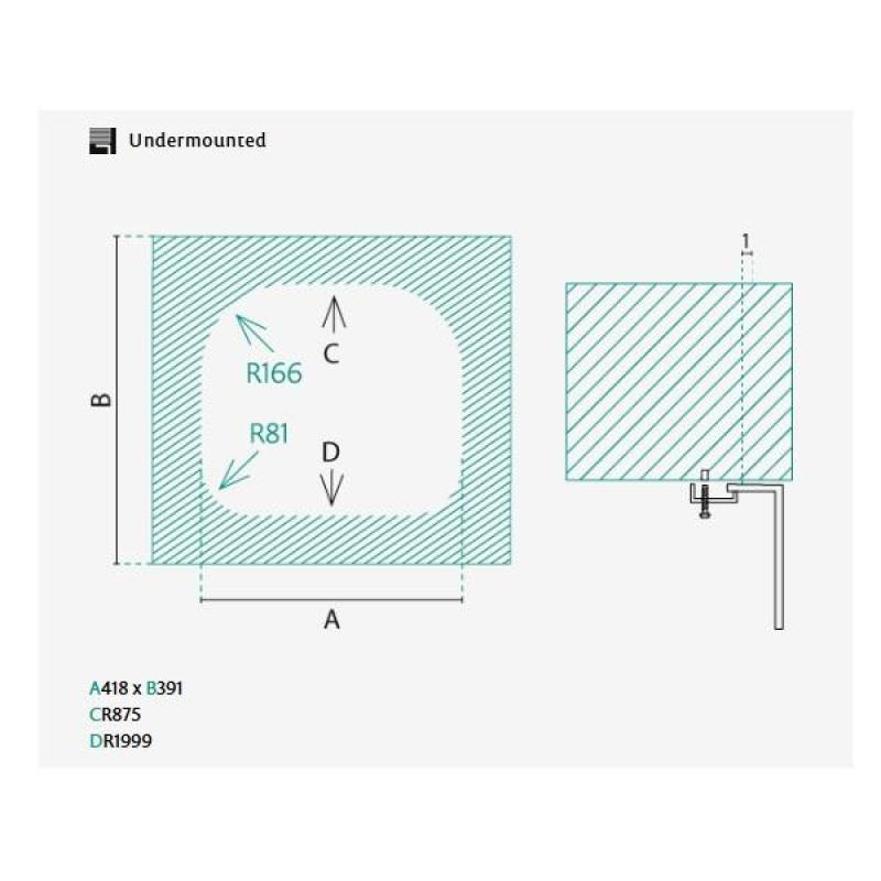 Banka Denver rostfritt stål diskho 41 x 41 cm underbyggnad 1208970049