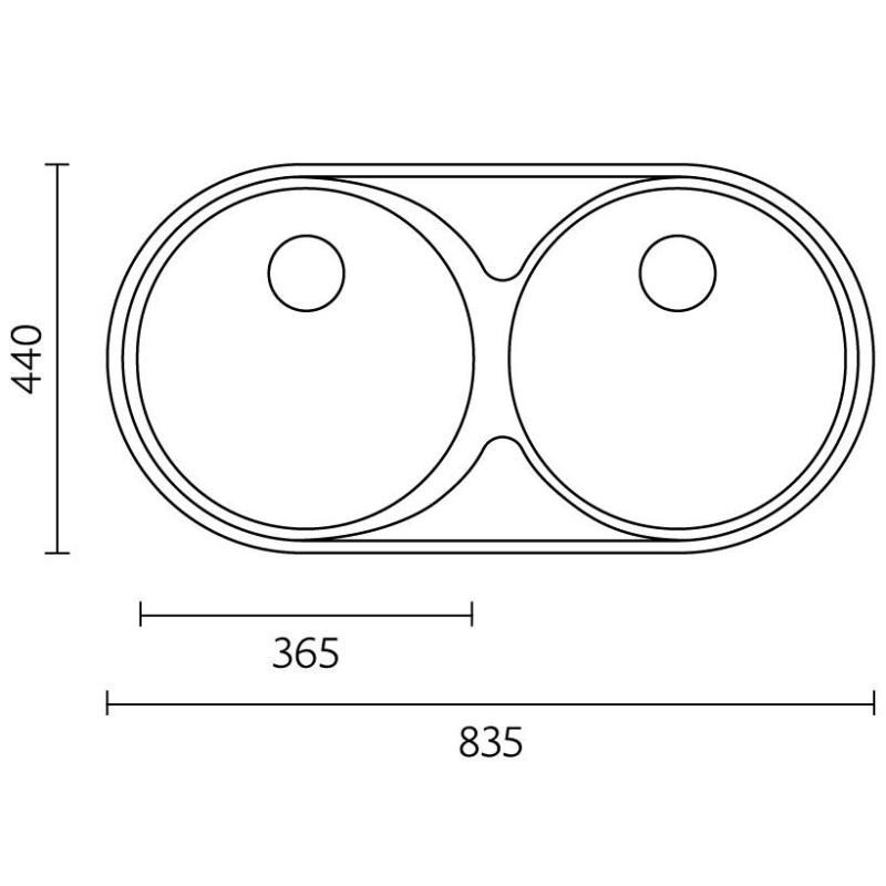 Banka Andalucia Rostfri Dubbel Diskho 835 x 440 cm Uppbyggnad och Planmontering 1208970050