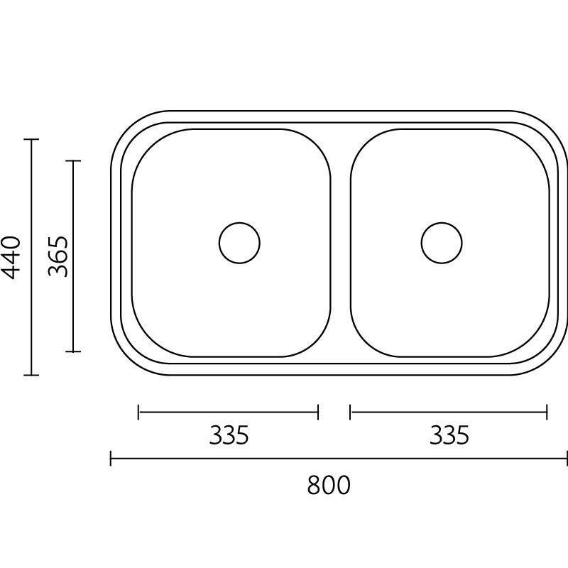 Banka Diplomat rostfritt stål dubbla diskhoar för montering ovanpå 80x44 cm 1208970059
