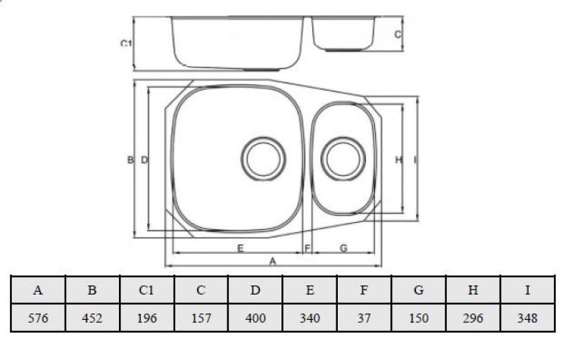 Banka Alaska RVS 1,5 Diskho underbyggd 524 x 400 mm 1208970064