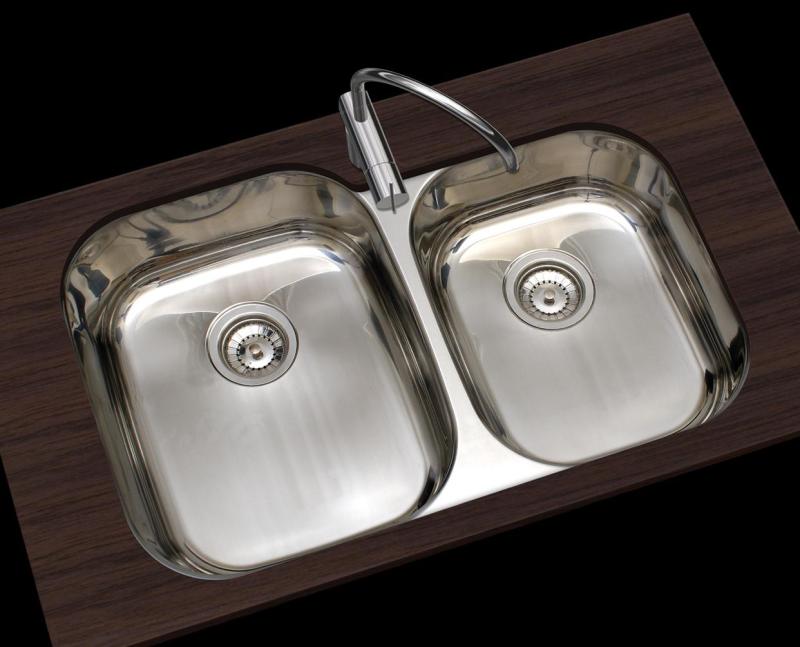 Banka Princess rostfritt stål dubbla diskhoar Underbyggnad 750x475 mm 1208970067