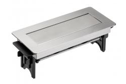 Förlängningssladd utan kassett, 3-vägs uttag med jordning, 1,5 m strömkabel med kontakt, rostfritt stål.