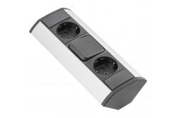 MINI hörnförlängare med strömbrytare och 2 schuko-uttag 230V 16A