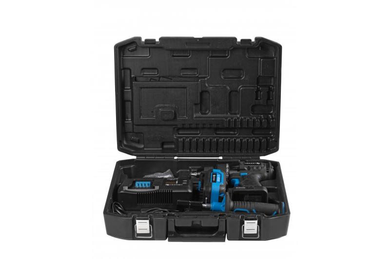 HÖGERT borstelloze accuschroevendraaierset, 18V, med bithållare, bitsmagasin, laddare och batteri.