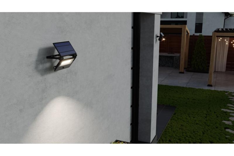 Solflodljus LUMOS II, LED, 2000lm, 6400K, 2600mAh utbytbar, IP65, svart