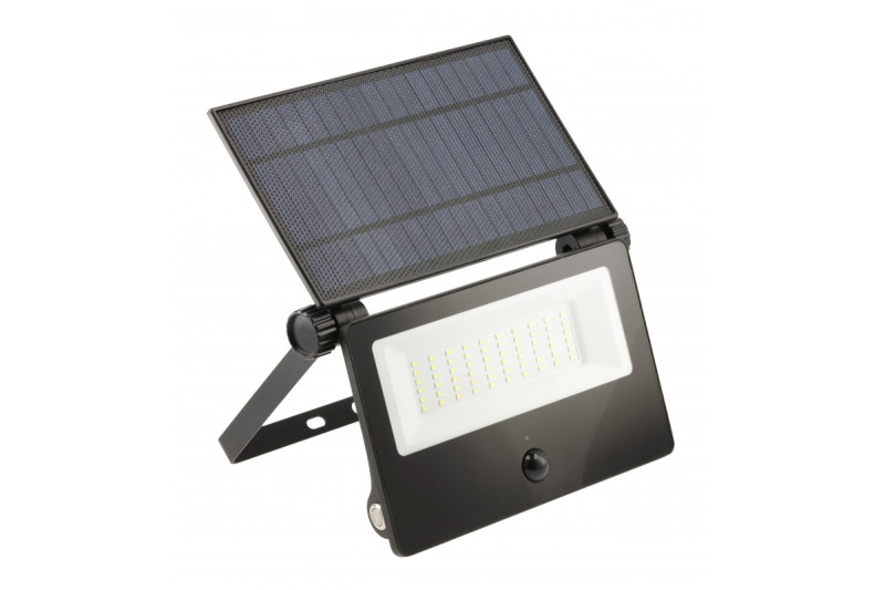 Solflodsljus LUMOS II, LED, 3000lm, 6400K, 2x2600mAh utbytbar, IP65, svart