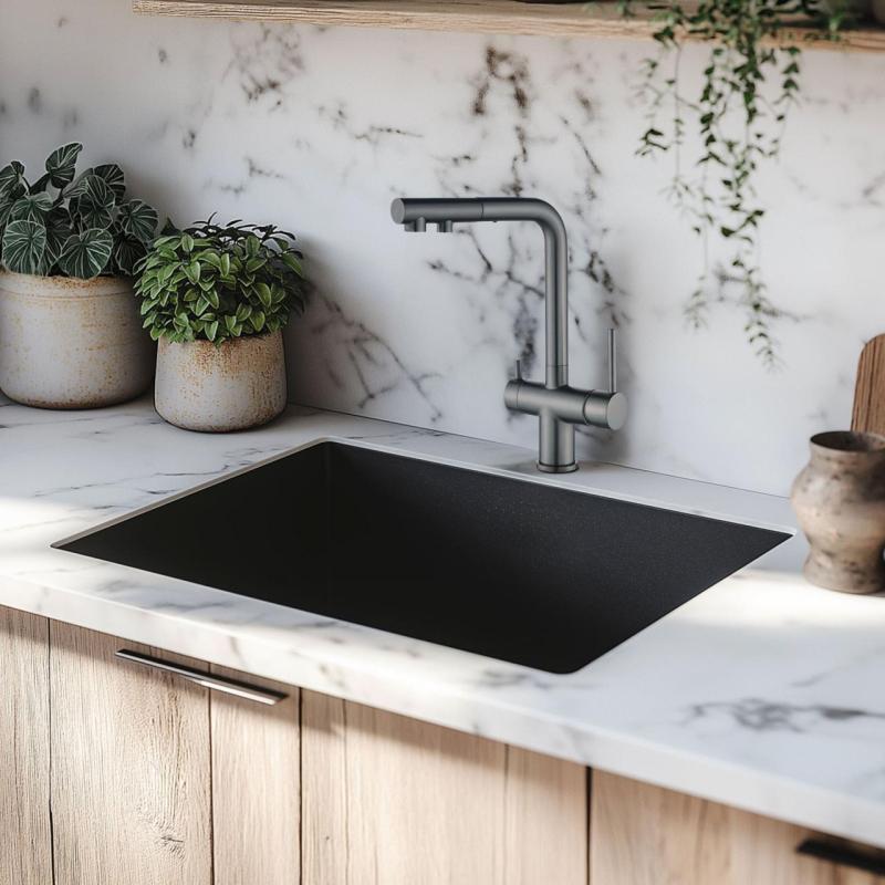 Ausmann Ellington 3-vägs köksblandare med utdragbart utlopp och filtrerat vatten – Gun metal- 1208970499