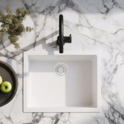 Vit Diskbänk 50x40 cm Underlimmad, Ovanpåliggande och Planlimmad med Vit Propp 1208970531