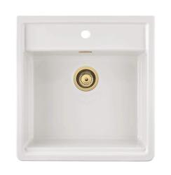 Ausmann Keramisk Panor Shade Keramisk Vit Butler Diskho - Underbyggd och Mellanbyggd 630 x 597 mm med kranhålsbänk och Guldplugg 1208970558