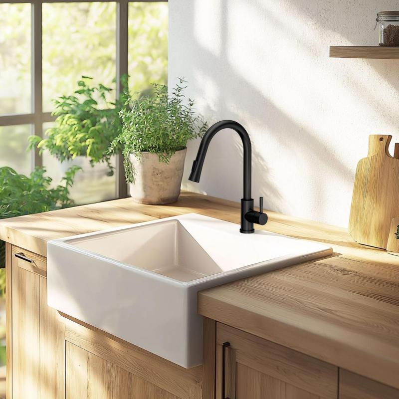 Ausmann Ceramic Panor Shade Keramisk Vit Butler Diskho - Underbyggnad och Mellanbyggnad 630 x 597 mm med kranhål och rostfritt stål plugg 1208970560