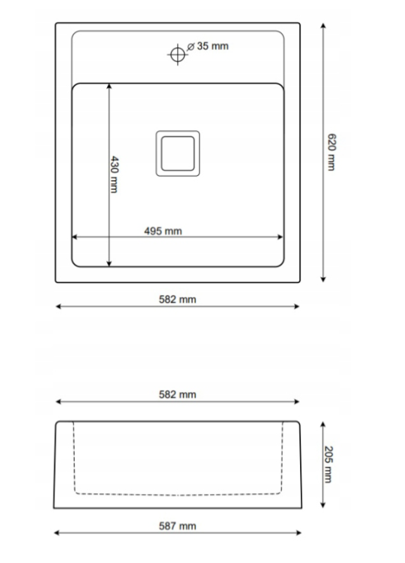 Graniteland Arno Granit Arduin hårdsten utseende Diskho inbyggd 582x620mm med rostfri fyrkantig plugg 1208970600