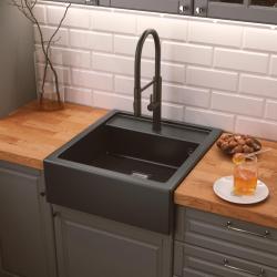 Graniteland Arno Granit Svart Diskho inbyggnad 582x620mm med Rostfri fyrkantig Plugg 1208970602