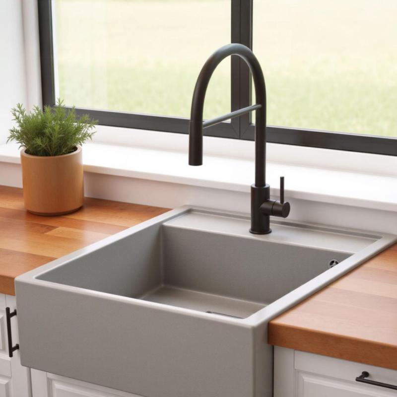 Graniteland Arno Granit Grå Diskho inbyggnad 582x620mm med Rostfritt Stål fyrkantig Plugg 1208970605