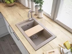 Graniteland Magra Granitgrå Diskbänk för montering 686 x 427 mm med kranhålsbänk och RVS Plugg 1208970618