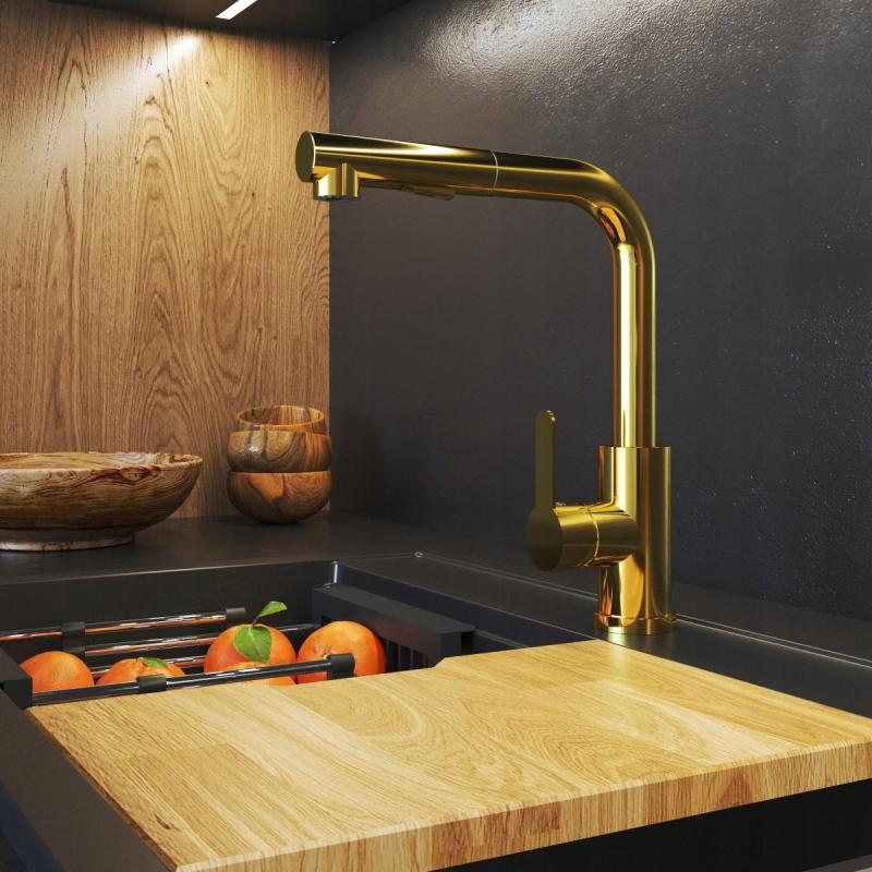 Graniteland Celeste Köksblandare Guld med Utdragbar Pip och Dubbel-Funktion Handdusch 1208970664